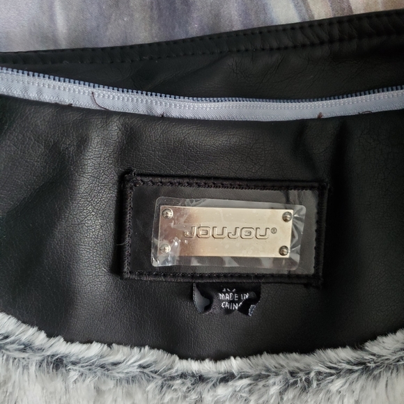 NWOT JouJou Black Pleather Moto Jacket with Removable Hood - Picture 12 of 14